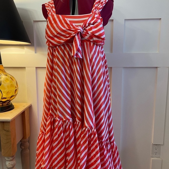 Diane Von Furstenberg Silk Blend Made In Italy Red and White Striped Dress Large - Picture 4 of 10